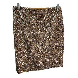 J. Crew Womens Leopard Print Pencil Skirt Size 8 Cotton‎ Blend Tan & Black